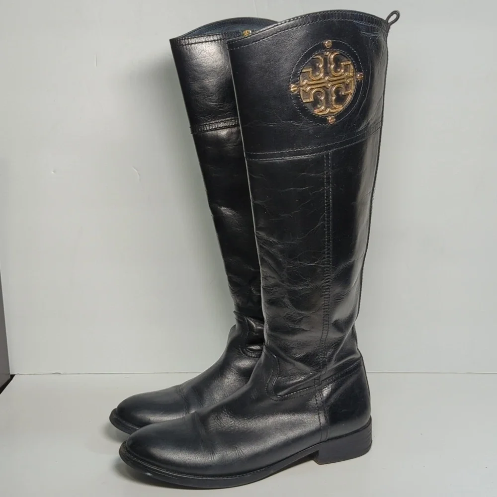 Tory Burch Kernan tall black Patterned boots women's size 6.5